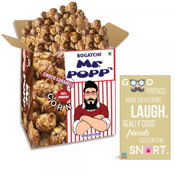  Mr.POPP's Chocolate Crunchy Caramel Popcorn, HandCrafted Gourmet Popcorn, Perfect Birthday Gift for Boy, 375g + FREE Happy Birthday Greeting Card
